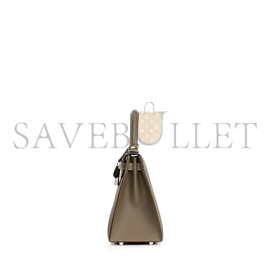 HERMÈS MASTER ETOUPE EPSOM KELLY 28 PALLADIUM HARDWARE (28*22*10cm)